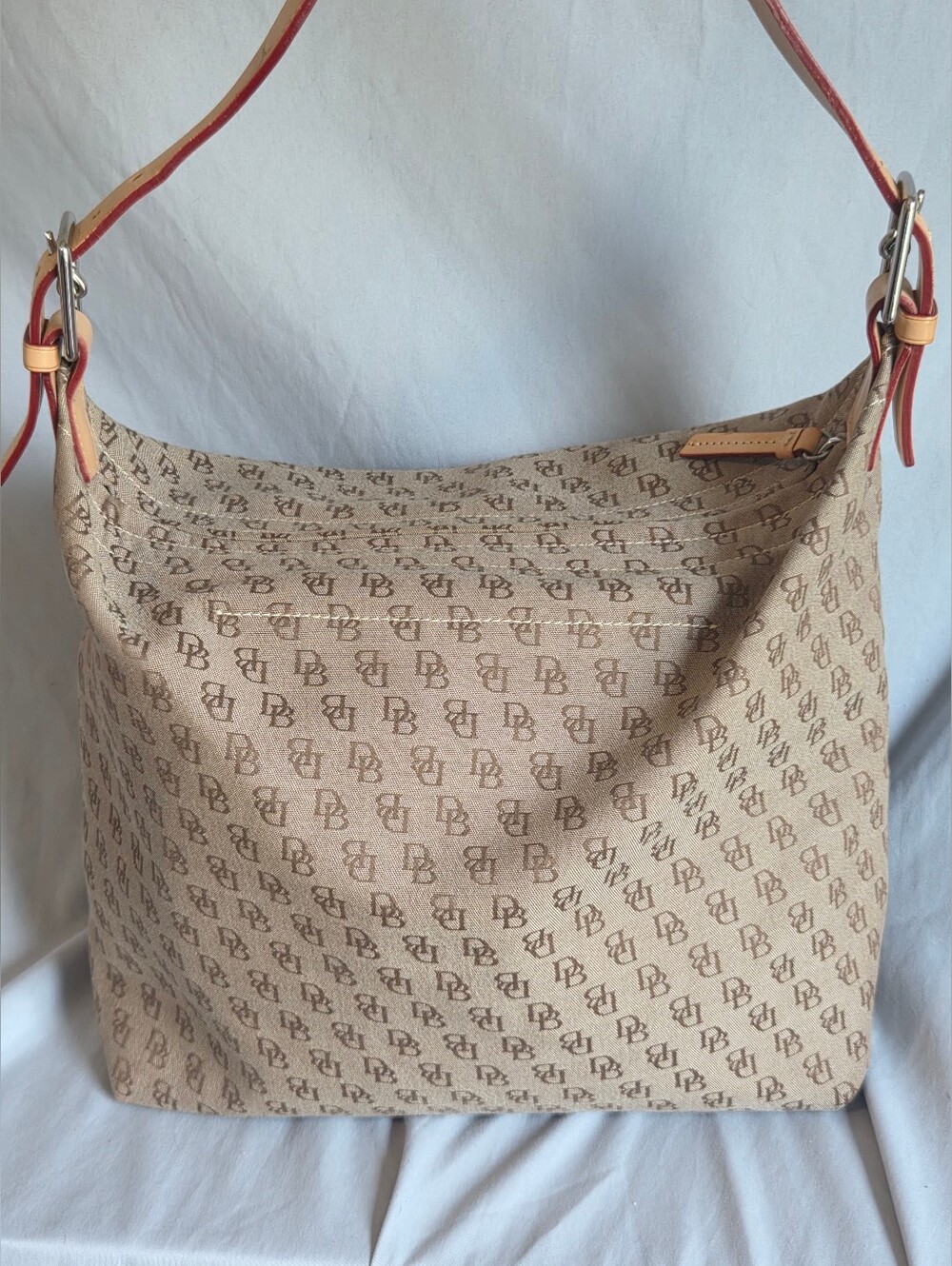 Vintage Dooney & Bourke Monogram Shoulder Sac Light Brown